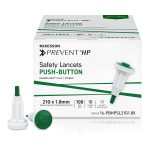 MCKESSON BRAND McKesson Prevent® HP Push Button Safety Lancet, 21 Guage 16-PBHPSL21G1.8X
