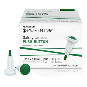 MCKESSON BRAND McKesson Prevent® HP Push Button Safety Lancet, 21 Guage 16-PBHPSL21G1.8X
