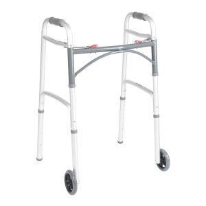 DRIVE DEVILBISS HEALTHCARE drive™ Deluxe Aluminum Dual Release Folding Walker, 25 – 32¼ Inch Height 10211-4ASM