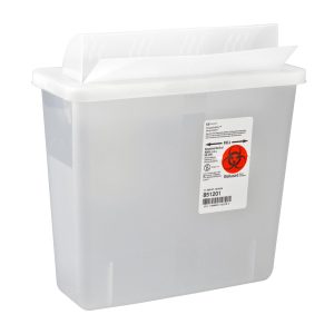 CARDINAL In-Room™ Multi-purpose Sharps Container, 1-1/4 Gallon, 10.75 x 11 x 4.75 Inch 851201