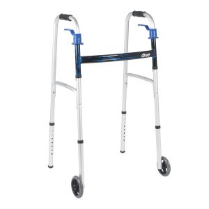 DRIVE DEVILBISS HEALTHCARE drive™ Aluminum Dual Release Folding Walker, 32 – 39 Inch Height 10226-1