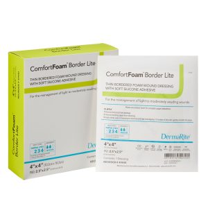 SION BRANDS LLC ComfortFoam™ Border Lite Thin Bordered Foam Wound Dressing, 4 x 4 Inch 47440