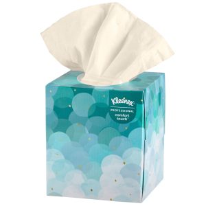 KIMBERLY CLARK Kleenex Facial Tissue, Two-Ply, Cube Container, Boutique White 21270