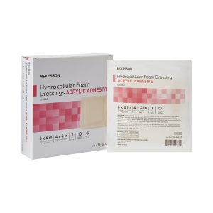 MCKESSON BRAND McKesson Acrylic Adhesive with Border Foam Dressing, 6 x 6 Inch 16-4672