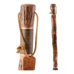 MABIS HEALTHCARE Brazos™ Exotic Leather Safari Hickory Rustic Walking Stick, 58-Inch 602-3000-1171