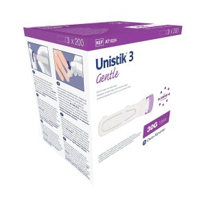 OWEN MUMFORD Unistik® 3 Comfort Safety Lancet for Low Flow Blood Glucose Testing, HbA1c AT 1042