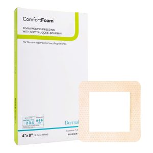 SION BRANDS LLC ComfortFoam™ Border Foam Wound Dressing with Silicone Adhesive, 10.2 x 20.4 cm 43480