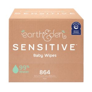 FIRST QUALITY PRODUCTS LLC Earth & Eden Sensitive™ Baby Wipes, 6.7 x 7.7 Inch, 72 per Pack 10010218