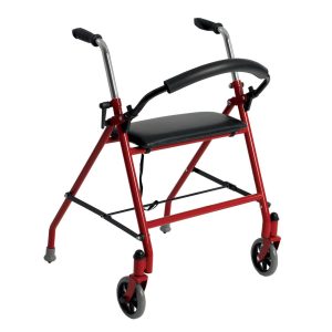 DRIVE DEVILBISS HEALTHCARE drive™ Aluminum Dual Release Folding Walker w/ Wheels & Seat, 29 – 38 Inch 1239RD