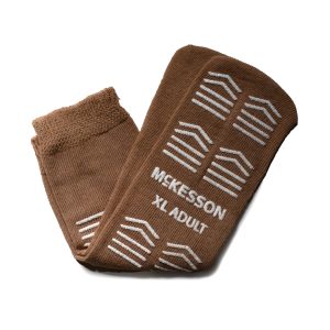 MCKESSON BRAND McKesson Slipper Socks, Single Tread, Extra Large, Brown 16-XL-SCE2