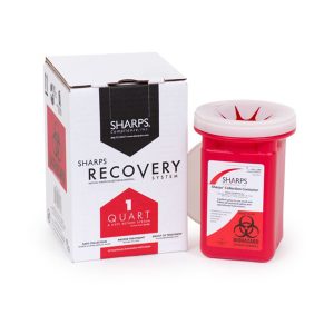 SHARPS COMPLIANCE Sharps Recovery System™ Mailback Sharps Collector, 1 Quart, 4½ x 4½ x 7 Inch 10100-012