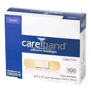 ASO LLC Careband™ Sheer Adhesive Strip, 3/4 x 3 Inch CBD2018-012-000