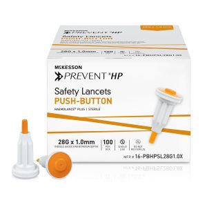 MCKESSON BRAND McKesson Prevent® HP Push Button Safety Lancet, 28 Gauge, 1.0 mm 16-PBHPSL28G1.0X