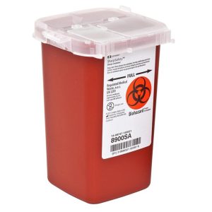 CARDINAL SharpSafety™ Phlebotomy Sharps Container, 1 Quart, 4.5 x 6.25 x 4.25 Inch 8900SA