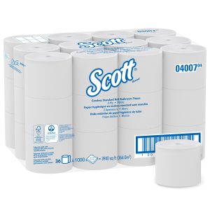 KIMBERLY CLARK Scott Essential Toilet Tissue, 2-Ply, Standard Size, Coreless Roll 04007