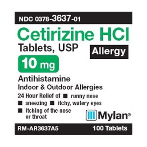 MYLAN PHARMACEUTICALS Mylan Cetirizine HCl Allergy Relief 00378363701
