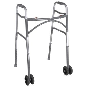 DRIVE DEVILBISS HEALTHCARE McKesson Bariatric Folding Walker w/ Wheels, Height Adjusts from 32 to 39 Inches 10220-1WW