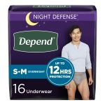 KIMBERLY CLARK Depend® Night Defense® Absorbent Underwear for Men, Small/Medium 55156