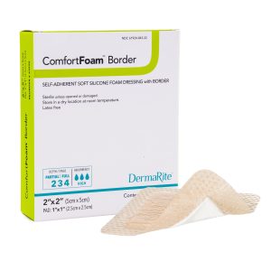 SION BRANDS LLC ComfortFoam™ Border Self-Adherent Soft Silicone Foam Dressing, 5 x 5 Centimeter 43220