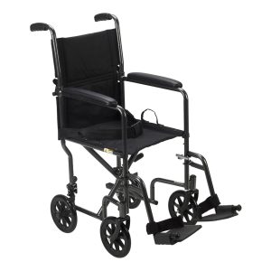 DRIVE DEVILBISS HEALTHCARE drive™ Lightweight Steel Transport Chair, 17-Inch Seat Width TR37E-SV