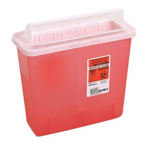 CARDINAL In-Room™ Multi-purpose Sharps Container, 1-1/4 Gallon, 10.75 x 11 x 4.75 Inch 851301